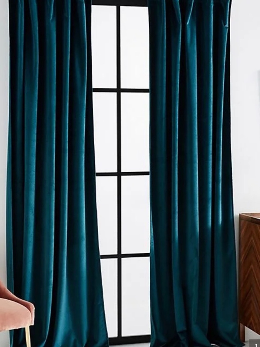 Anthropologie Louise Velvet Curtain Panel Single
